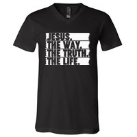 Christian Worship Jesus The Way Truth Life Bible Verse Faith V-Neck T-Shirt