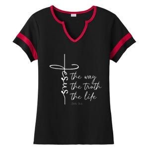 Christian Worship Jesus The Way Truth Life Ladies Halftime Notch Neck Tee