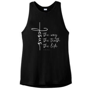 Christian Worship Jesus The Way Truth Life Ladies PosiCharge Tri-Blend Wicking Tank