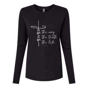 Christian Worship Jesus The Way Truth Life Womens Cotton Relaxed Long Sleeve T-Shirt