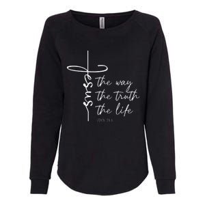 Christian Worship Jesus The Way Truth Life Womens California Wash Sweatshirt