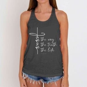 Christian Worship Jesus The Way Truth Life Women's Knotted Racerback Tank