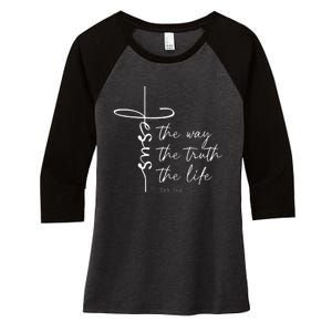 Christian Worship Jesus The Way Truth Life Women's Tri-Blend 3/4-Sleeve Raglan Shirt