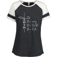 Christian Worship Jesus The Way Truth Life Enza Ladies Jersey Colorblock Tee