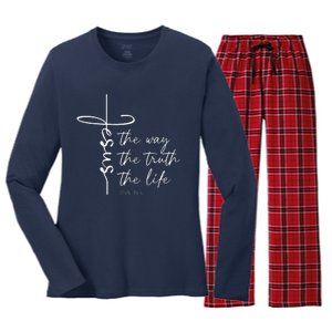 Christian Worship Jesus The Way Truth Life Women's Long Sleeve Flannel Pajama Set 