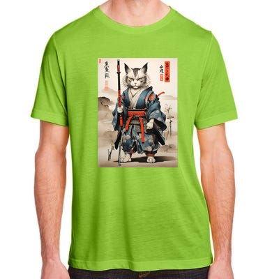 Cat Warrior Japanese Woodblock Adult ChromaSoft Performance T-Shirt