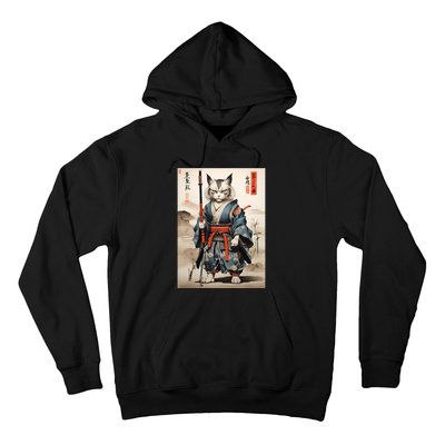 Cat Warrior Japanese Woodblock Hoodie