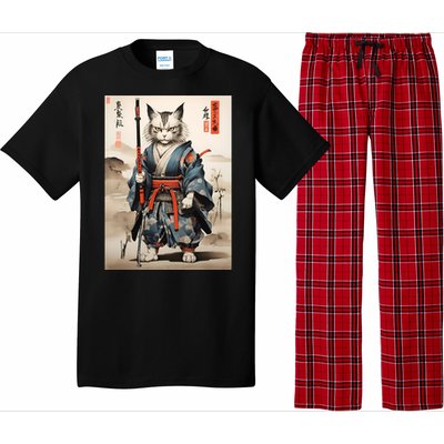 Cat Warrior Japanese Woodblock Pajama Set