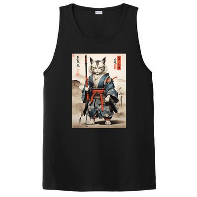 Cat Warrior Japanese Woodblock PosiCharge Competitor Tank