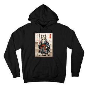 Cat Warrior Japanese Woodblock Tall Hoodie