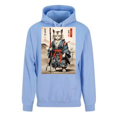 Cat Warrior Japanese Woodblock Unisex Surf Hoodie