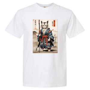 Cat Warrior Japanese Woodblock Garment-Dyed Heavyweight T-Shirt