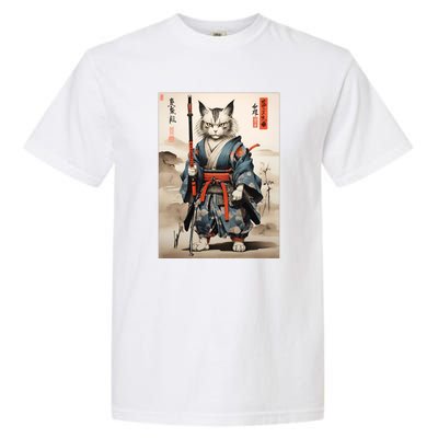 Cat Warrior Japanese Woodblock Garment-Dyed Heavyweight T-Shirt