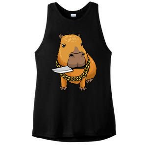 Capybara With Knife Funny Rodent Ladies PosiCharge Tri-Blend Wicking Tank