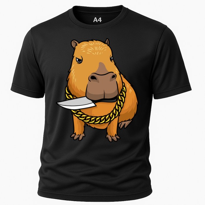 Capybara With Knife Funny Rodent Performance Shirt