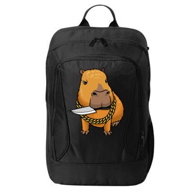 Capybara With Knife Funny Rodent City Backpack