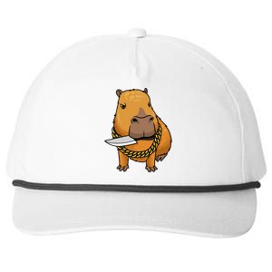 Capybara With Knife Funny Rodent Snapback Five-Panel Rope Hat