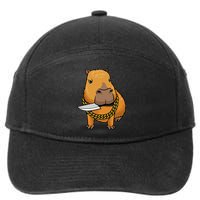 Capybara With Knife Funny Rodent 7-Panel Snapback Hat