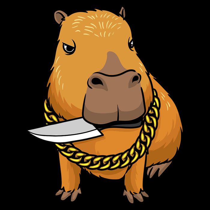 Capybara With Knife Funny Rodent 7-Panel Snapback Hat