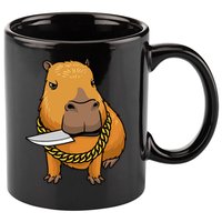 Capybara With Knife Funny Rodent 11oz C Handle Ceramic Mug