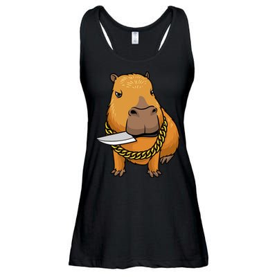 Capybara With Knife Funny Rodent Ladies Essential Flowy Tank