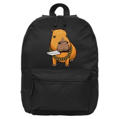 Capybara With Knife Funny Rodent 16 in Basic Backpack