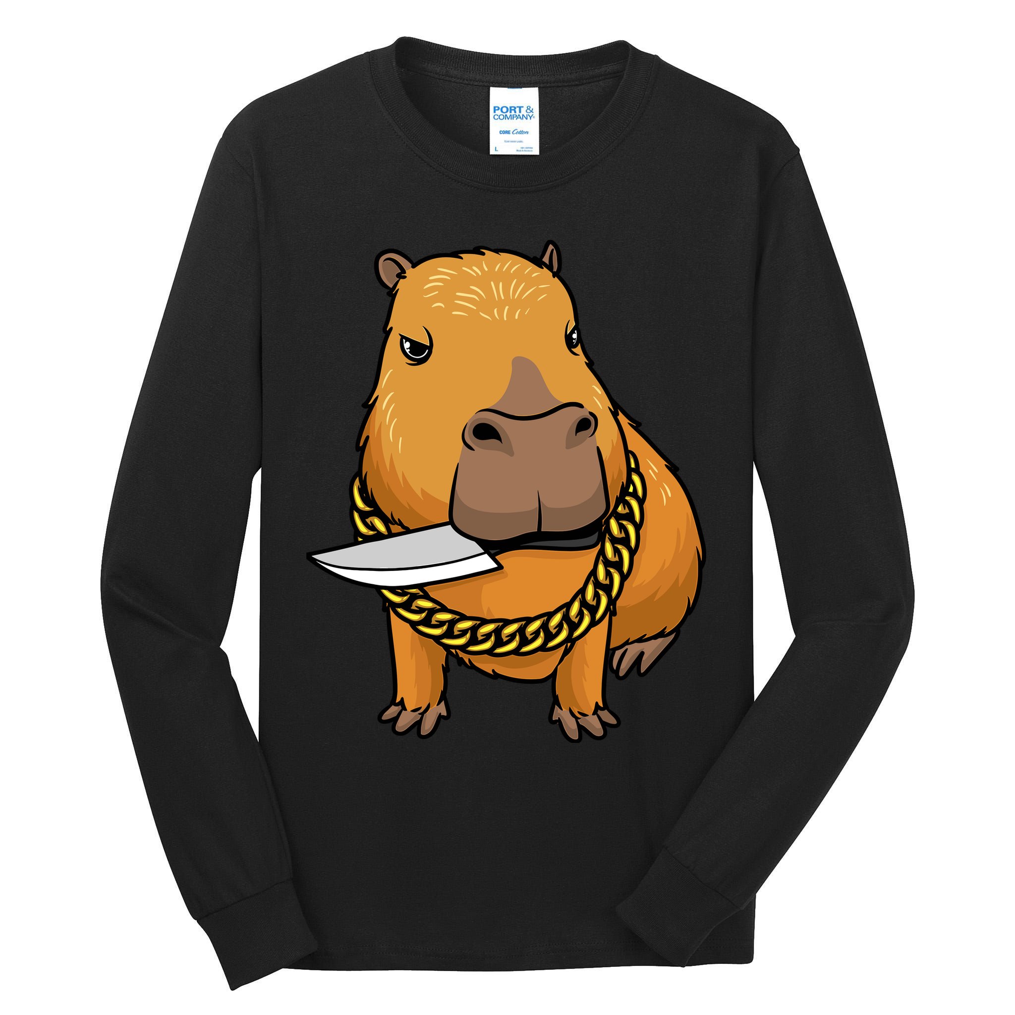 Capybara With Knife Funny Rodent Tall Long Sleeve T-Shirt