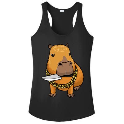 Capybara With Knife Funny Rodent Ladies PosiCharge Competitor Racerback Tank