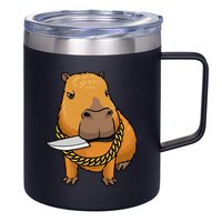 Capybara With Knife Funny Rodent 12oz Stainless Steel Coffee Mug