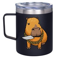 Capybara With Knife Funny Rodent 12oz Stainless Steel Coffee Mug
