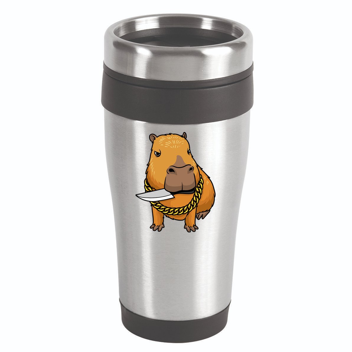 Capybara With Knife Funny Rodent 16oz Travel Tumbler