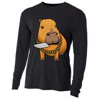 Capybara With Knife Funny Rodent Cooling Performance Long Sleeve Crew