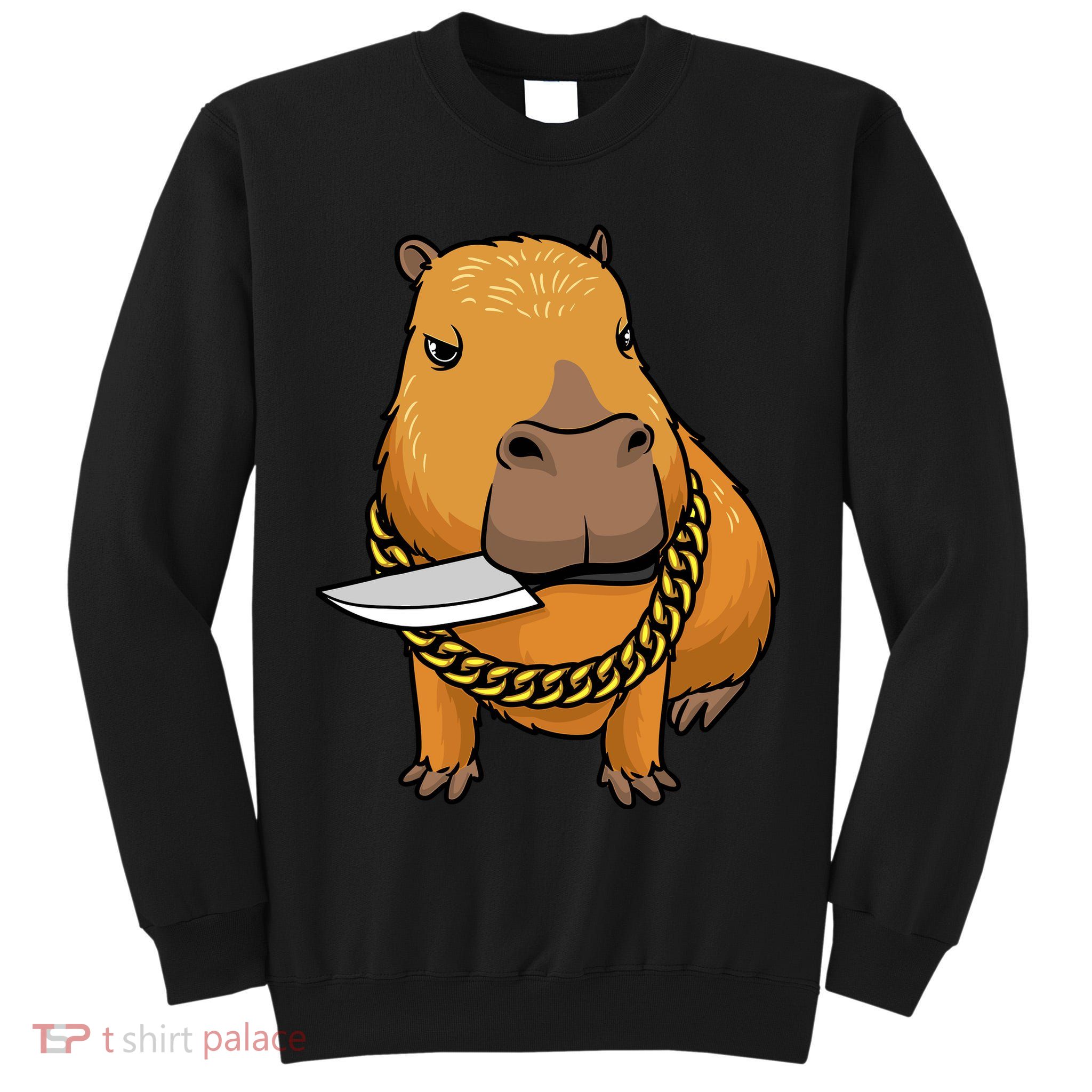 Capybara With Knife Funny Rodent Tall Sweatshirt