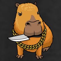 Capybara With Knife Funny Rodent Golf Towel