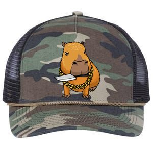 Capybara With Knife Funny Rodent Retro Rope Trucker Hat Cap