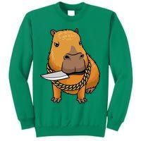 Capybara With Knife Funny Rodent Sweatshirt