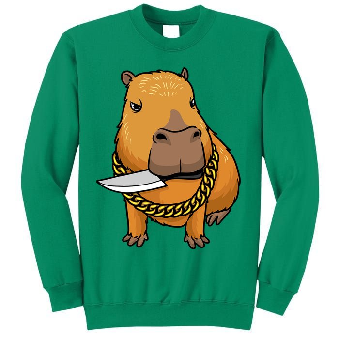 Capybara With Knife Funny Rodent Sweatshirt