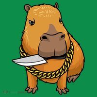 Capybara With Knife Funny Rodent Button