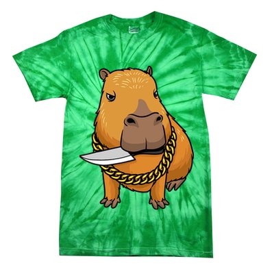 Capybara With Knife Funny Rodent Tie-Dye T-Shirt