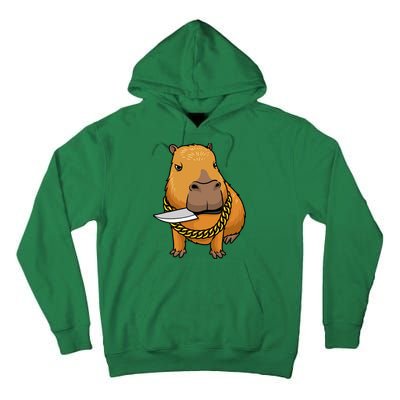 Capybara With Knife Funny Rodent Tall Hoodie