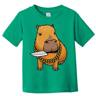 Capybara With Knife Funny Rodent Toddler T-Shirt
