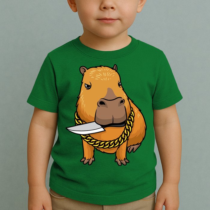 Capybara With Knife Funny Rodent Toddler T-Shirt