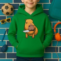 Capybara With Knife Funny Rodent Kids Hoodie