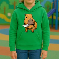 Capybara With Knife Funny Rodent Kids Hoodie