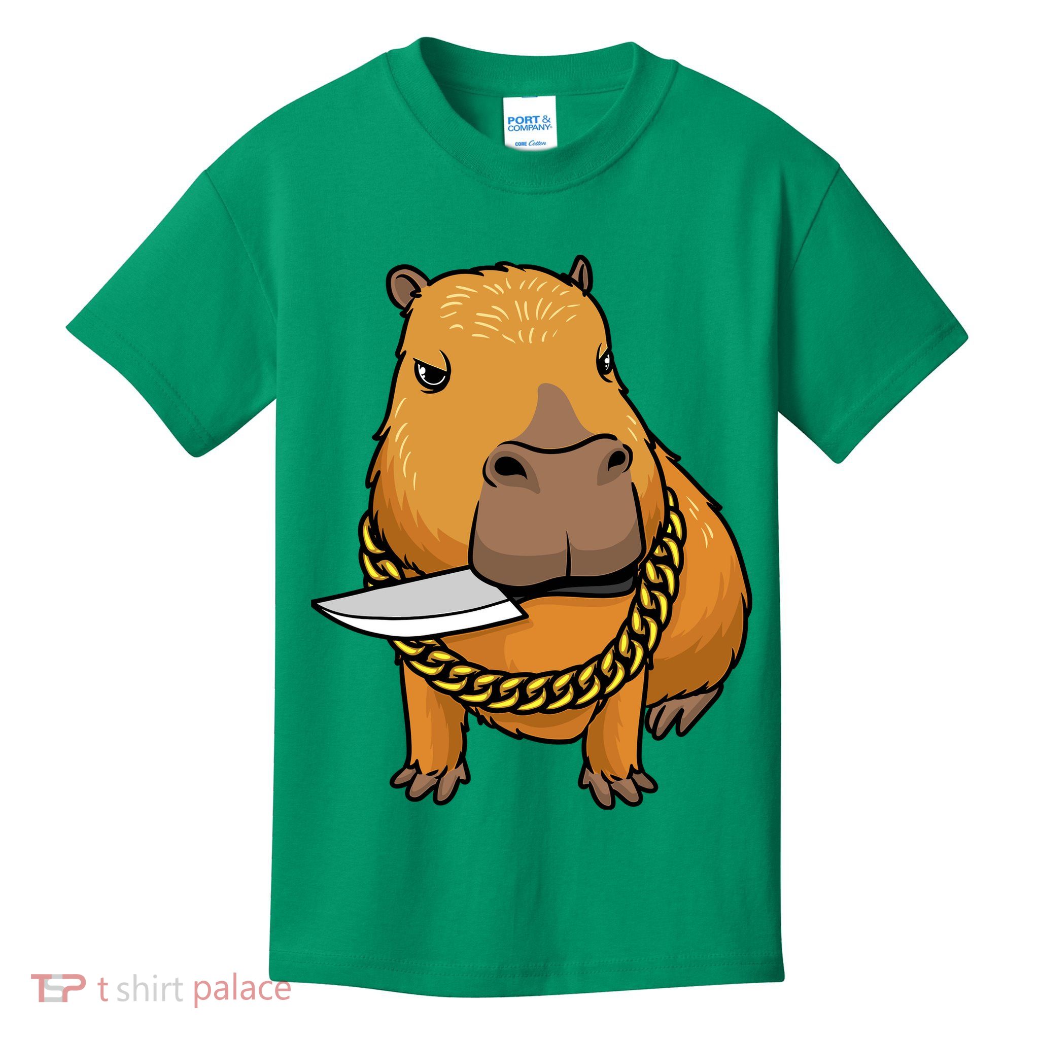 Capybara With Knife Funny Rodent Kids T-Shirt