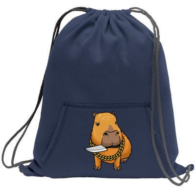 Capybara With Knife Funny Rodent Sweatshirt Cinch Pack Bag