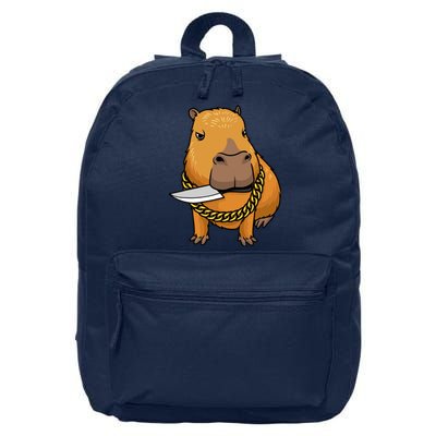 Capybara With Knife Funny Rodent 16 in Basic Backpack