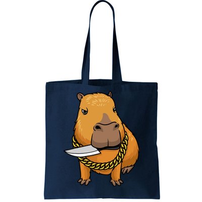 Capybara With Knife Funny Rodent Tote Bag