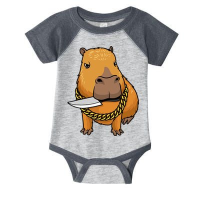 Capybara With Knife Funny Rodent Infant Baby Jersey Bodysuit