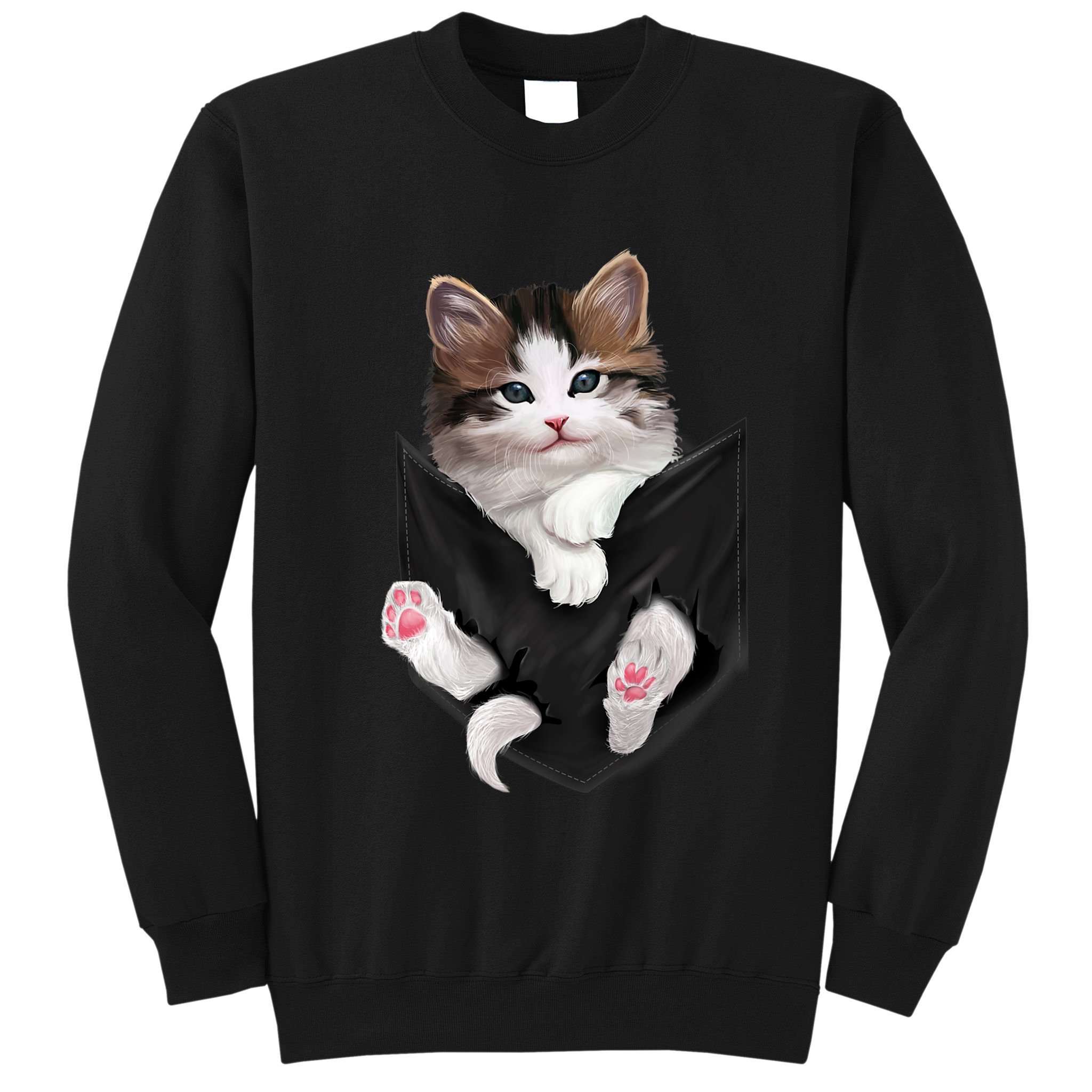 Cute White Kitty In Pocket Cats Gifts Sweatshirt